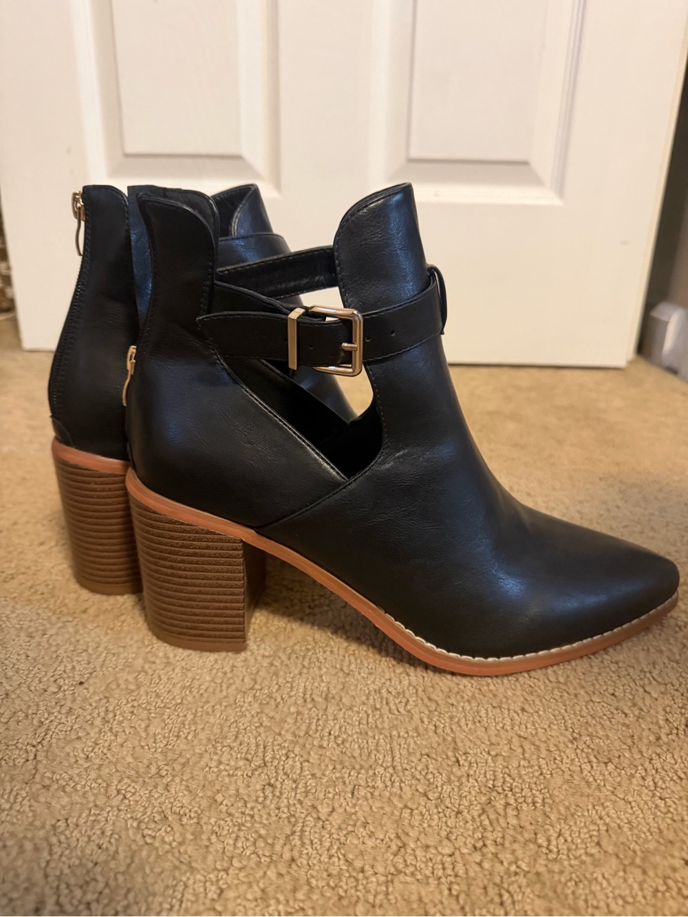 Women’s Black Cutout Ankle Boot with Buckle